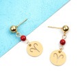 Long ear drop zodiac simple classic gold plated stainless steel fashion designer earrings